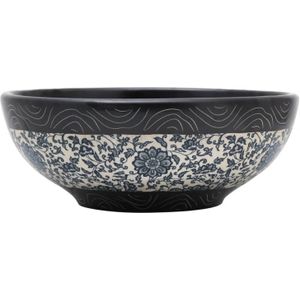 VidaXL-Opzetwasbak-rond-Φ41x14-cm-keramiek-zwart-en-blauw