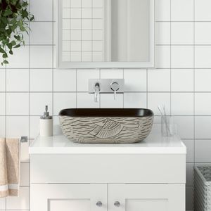 vidaXL Opzetwasbak rechthoekig 48x37,5x13,5 cm keramiek grijs en zwart