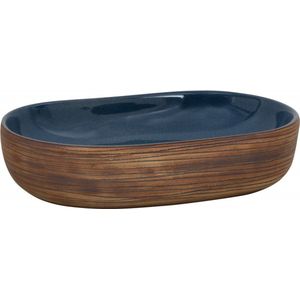vidaXL Aufsatzwaschbecken Braun und Blau Oval 59x40x14 cm Keramik