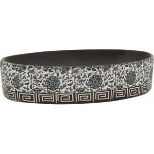vidaXL Opzetwasbak ovaal 56,5x36,5x13,5 cm keramiek zwart en blauw