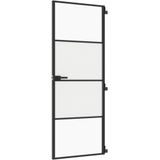 Vidaxl - Innentür Schlank Schwarz 76x201,5 cm Hartglas und Aluminium