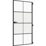 vidaXL Binnendeur smal 102,5x201,5 cm gehard glas en aluminium zwart