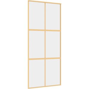 vidaXL - Schuifdeur - 90x205 - cm - helder - ESG-glas - en - aluminium - goudkleurig