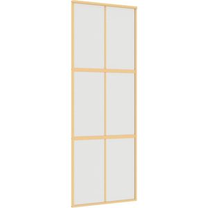 vidaXL Schuifdeur 76x205 cm mat ESG-glas en aluminium goudkleurig