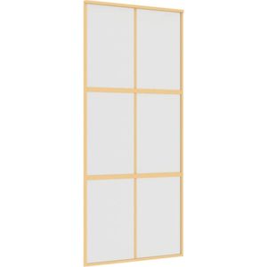 vidaXL Schuifdeur 90x205 cm mat ESG-glas en aluminium goudkleurig