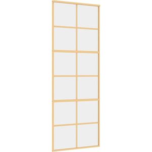 vidaXL - Schuifdeur - 76x205 - cm - helder - ESG-glas - en - aluminium - goudkleurig