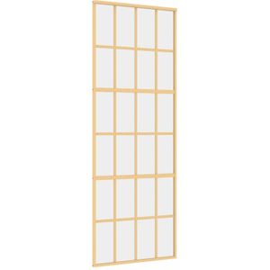 vidaXL - Schuifdeur - 76x205 - cm - helder - ESG-glas - en - aluminium - goudkleurig