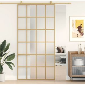 vidaXL - Schuifdeur - 102,5x205 - cm - mat - ESG-glas - en - aluminium - goudkleurig