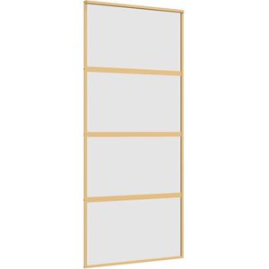 vidaXL Schuifdeur 90x205 cm mat ESG-glas en aluminium goudkleurig