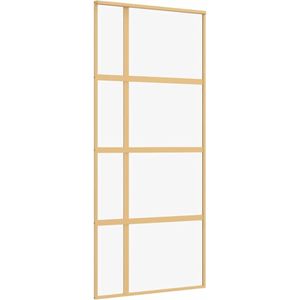 vidaXL Schuifdeur 90x205 cm helder ESG-glas en aluminium goudkleurig