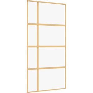vidaXL - Schuifdeur - 102,5x205 - cm - helder - ESG-glas - en - aluminium - goudkleur