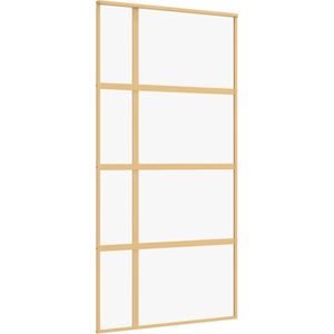 vidaXL Schuifdeur 102,5x205 cm helder ESG-glas en aluminium goudkleur