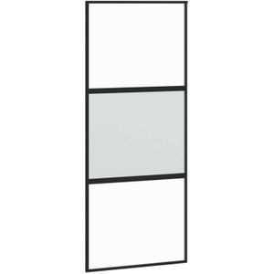 vidaXL Schuifdeur 90x205 cm gehard glas en aluminium zwart