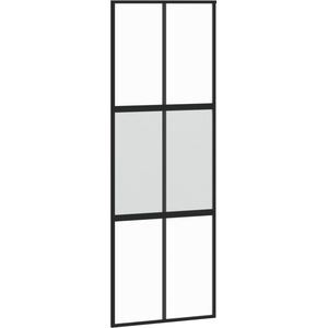 vidaXL Schuifdeur 76x205 cm gehard glas en aluminium zwart