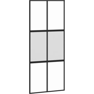 vidaXL Schiebetür Schwarz 90x205 cm Hartglas und Aluminium