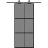 vidaXL-Schuifdeur-90x205-cm-gehard-glas-en-aluminium-zwart