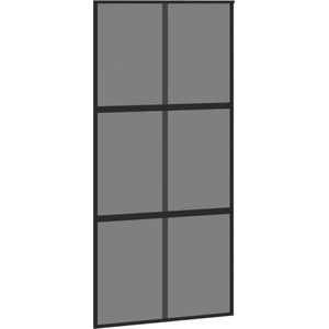 Vidaxl schuifdeur 102,5x205 cm gehard glas en aluminium zwart