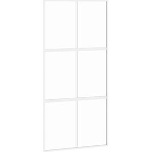 vidaXL Schuifdeur 102,5x205 cm gehard glas en aluminium wit