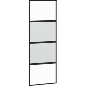 vidaXL - Schuifdeur - 76x205 - cm - gehard - glas - en - aluminium - zwart