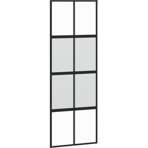 vidaXL Schuifdeur 76x205 cm gehard glas en aluminium zwart