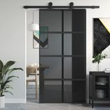 Vidaxl - Schiebetür Schwarz 102,5x205 cm Hartglas und Aluminium