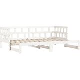 vidaXL - Slaapbank - met - onderschuifbed - 80x200 - cm - massief - grenenhout - wit