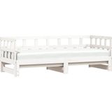 vidaXL - Slaapbank - met - onderschuifbed - 80x200 - cm - massief - grenenhout - wit