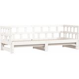 vidaXL - Slaapbank - met - onderschuifbed - 80x200 - cm - massief - grenenhout - wit