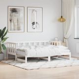 vidaXL - Slaapbank - met - onderschuifbed - 80x200 - cm - massief - grenenhout - wit
