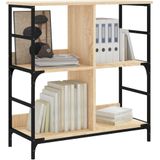 vidaXL Boekenrek 78,5x33x82 cm bewerkt hout en ijzer sonoma eikenkleur