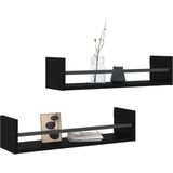 Vidaxl - Wandregale mit Stangen 2 Stk. Schwarz 60x16x14 cm