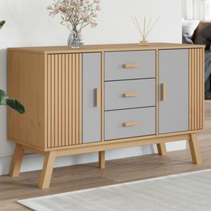 vidaXL - Dressoir - OLDEN - 114x43x73,5 - cm - massief - grenenhout - grijs - en - bruin
