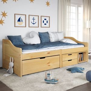 vidaXL - Slaapbank - met - 3 - lades - IRUNx200 - cm - massief - grenenhout