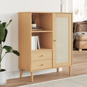 vidaXL - SENJA - Hoge Kast - Rattan-Look - Bruin - Grenenhout
