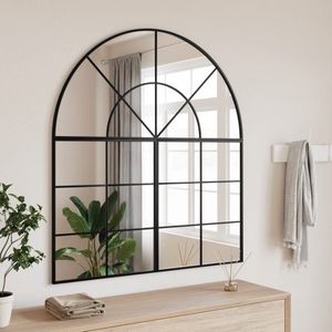 vidaXL Wandspiegel Boog - Zwart - Ijzer - 100x50 cm