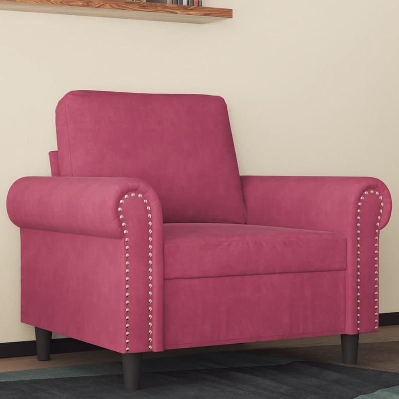 Fauteuil 60 cm fluweel wijnrood