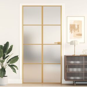 vidaXL - Binnendeur - smal - 102,5x201,5 - cm - gehard - glas - en - aluminium - goud