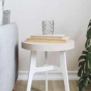 vidaXL - Tafelblad Rond - Ø30 cm - Massief Grenenhout - Wit