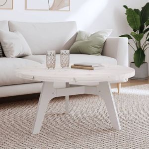 vidaXL - Tafelblad Rond - Wit - Massief Grenenhout - Ø90 cm