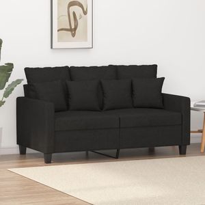 vidaXL Tweezitsbank 120 cm stof zwart, bank, 2 zitsbank, twee zits bank, tweezitsbank, 2 zits bank, tweezits bank, sofa, stoffen bank, loungebank