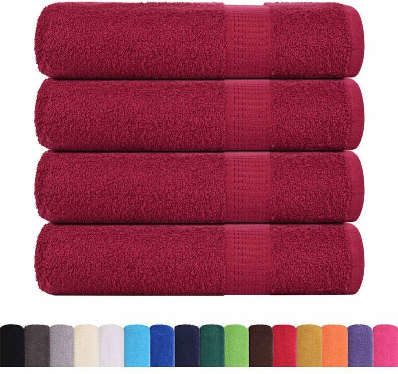 vidaXL - Douchehanddoeken - Bordeauxrood - 4 stuks - 70x140cm - 360g/m² - 100% Katoen