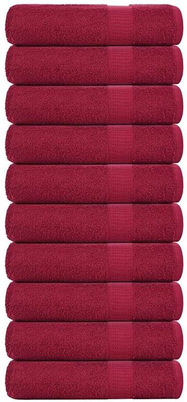 vidaXL Badhanddoeken - Bordeauxrood - 100% Katoen - 10 Stuks - 100x150cm