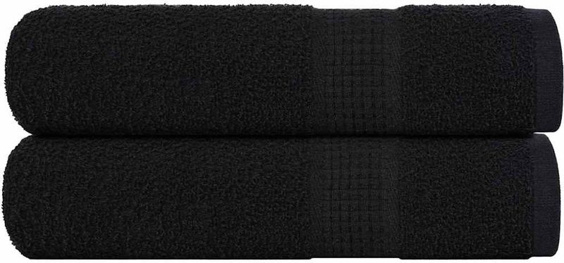 vidaXL - Douchehanddoeken - Zwart - 2 stuks - 70x140 cm - 360 g/m² - 100% Katoen