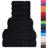 vidaXL - Handdoekenset - Zwart - 100% Katoen - 8-delig