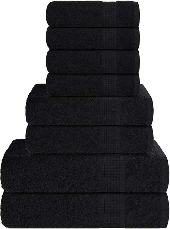 vidaXL - Handdoekenset - Zwart - 100% Katoen - 8-delig
