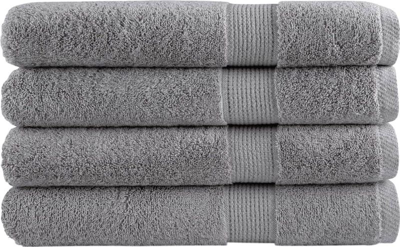 vidaXL Handdoeken SOLUND 4 Stuks - Grijs - 100% Ringgesponnen Katoen - 600 g/m²