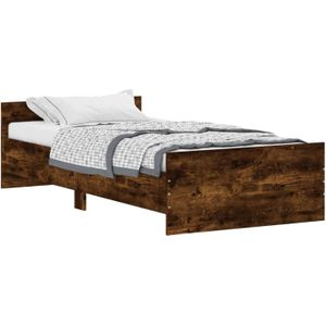 vidaXL - Bedframe - zonder - matras - hout - gerookt - eikenkleurig - 90x200 - cm