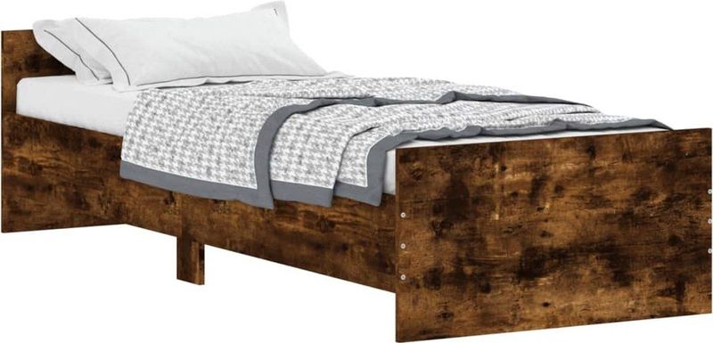 vidaXL Bettgestell ohne Matratze Räuchereiche 75x190 cm Holzwerkstoff