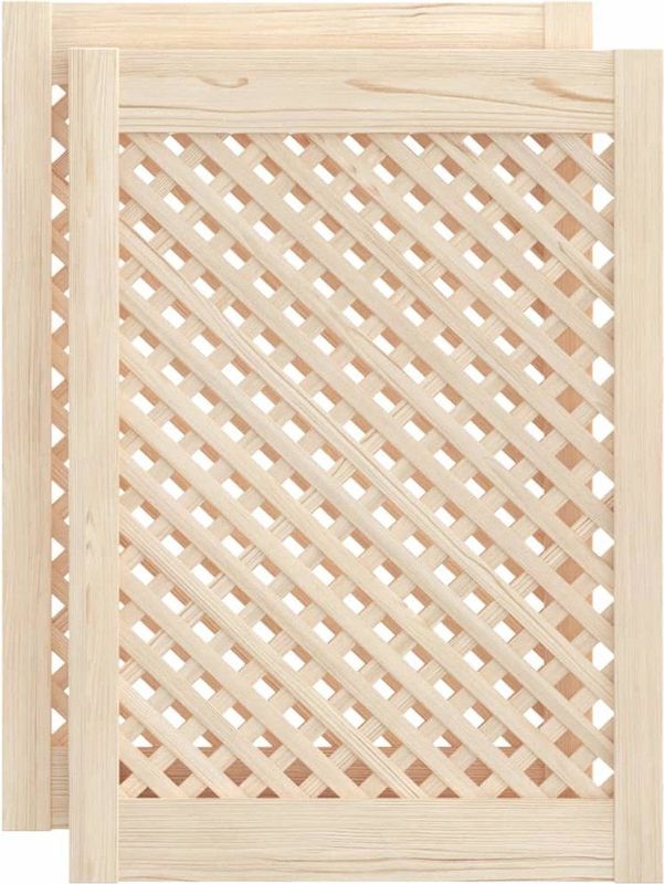 vidaXL Kastdeuren met Latwerk - 2 Stuks - Massief Grenenhout - 49,5x69 cm