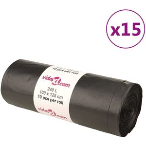 vidaXL - Vuilniszakken - 150 - st - 240 - l - zwart